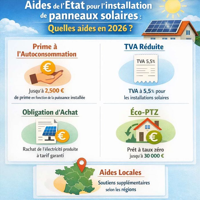 Aides de l’État pour l’installation de panneaux solaires : quelles aides en 2026 ?
